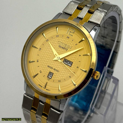 Citizen Quartz Classic Heritage Two-Tone Men's Watch – Gold Dial with Day-Date