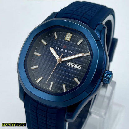 Forichs Luxury Sport Automatic-Style Men's Watch – Textured Dial with Day-Date & Premium Rubber Strap | Trendoraa Mart Elite Collection