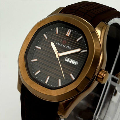 Forichs Luxury Sport Automatic-Style Men's Watch – Textured Dial with Day-Date & Premium Rubber Strap | Trendoraa Mart Elite Collection