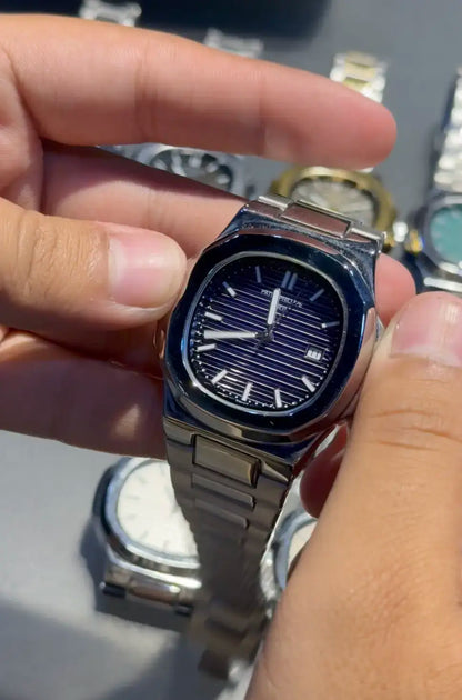 Patek Philippe Nautilus Two-Tone Automatic Men's Watch – Textured Black Dial (Ref: 5711 Style) | Trendoraa Mart Luxury Collection